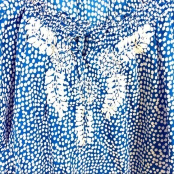 St. John’s Bay | Women's Blue & White Short Sleeve Boho Top Size Large - Picture 4 of 8